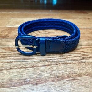 Navy Woven Stretch Belt with Leather Features in Small *Like New*